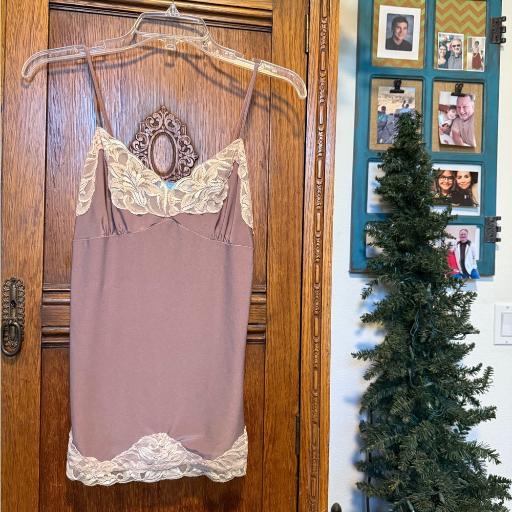 Lace Trimmed Camisole in Taupe and Cream.    Blu Heaven  M